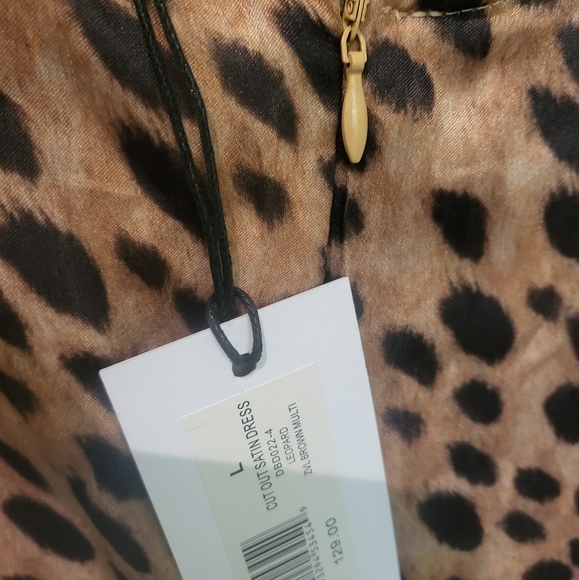 WeWoreWhat Cut Out Satin Leopard Animal Print Midi Dress - Picture 6 of 7